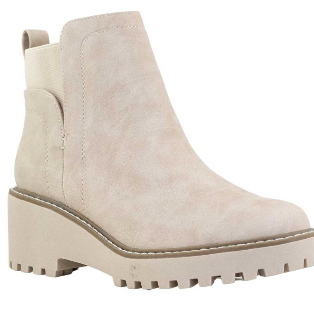 Lug sole suede bootie waterproof